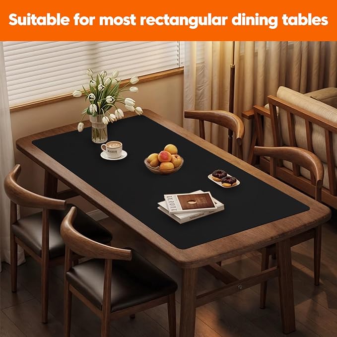 Large Silicone Mats for Kitchen Counter, 24"x80" Cuttable Silicone Roll for Heat Resistant Mats for Countertop, Kitchen Island Mat, Dining Table mat, Skin-Friendly Material, Black