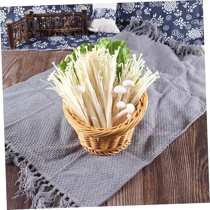Milisten Handwoven Rattan Vegetable Basket Multi-function Kitchen Storage Basket with Lid Fruit and Bread Holder for Home Dining and Food Serving