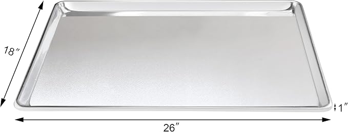 New Star Foodservice 36688 Commercial-Grade 12-Gauge Aluminum Open Bead Sheet Pan/Bun Pan, 18" L x 26" W x 1" H (Full Size) | Measure Oven (Recommended)
