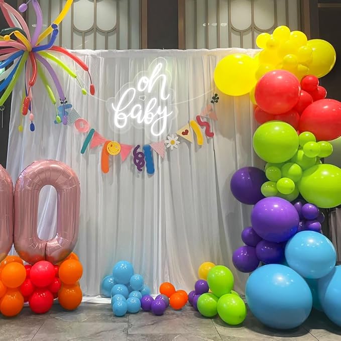 MEBAY Rainbow Balloon Arch Kit, 166Pcs 18 12 10 5 inch Colorful Latex Balloons Garland for Birthday Baby Shower Wedding Engagement Anniversary Mother's Day Party Decorations