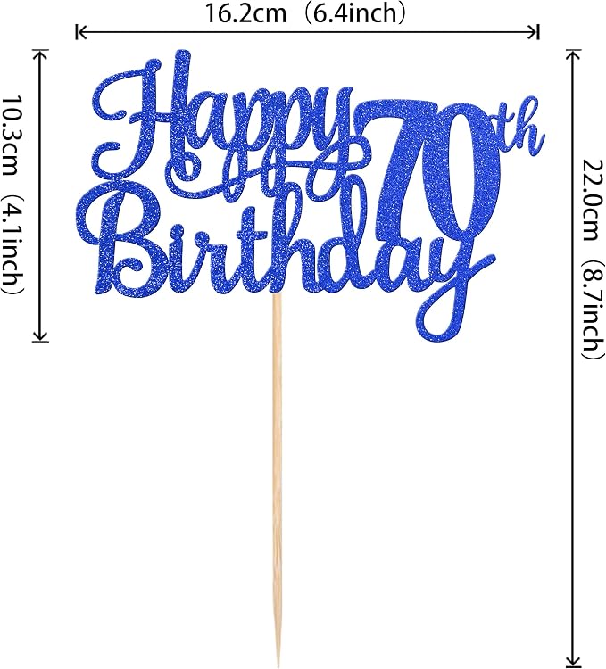1 PCS Happy 70th Birthday Cake Topper Glitter Cheers to 70 Years Birthday Cake Pick Seventy 70 Fabulous Cake Decoration for Happy 70th Birthday Anniversary Party Decorations Supplies