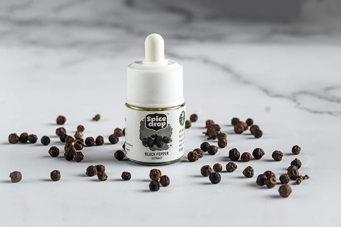 Spice Drop Black Pepper Natural Spice Extract For Soups, Dishes, and Beverages | Authentic Taste | Made From Peppercorns | 5ml (180 Drops equivalent to 40 grams powder) | Vegan | Natural Herbs Extract | Non-GMO