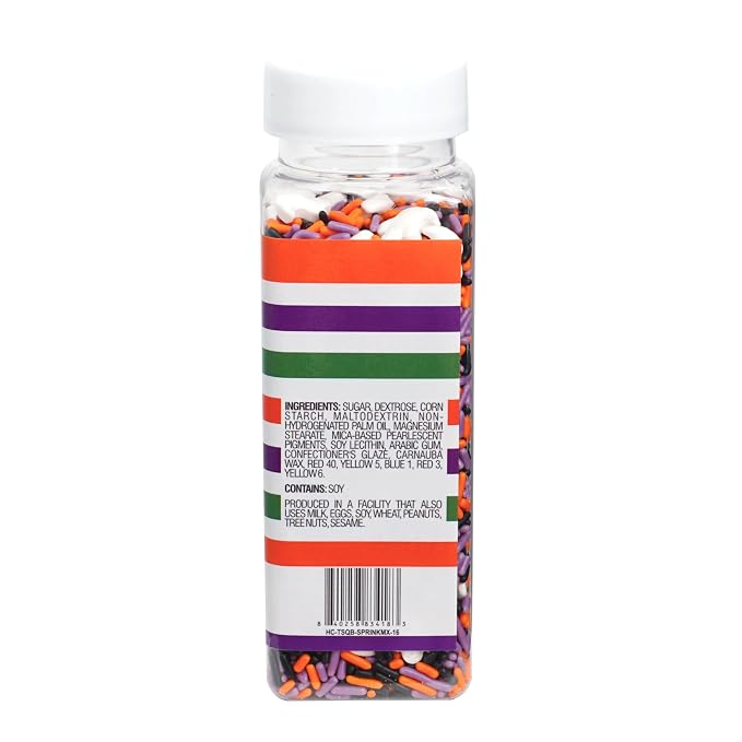 White Ghosts & Orange, Purple, Black Sprinkles Mix 4.4 oz, Halloween Sprinkles For Cake Decorating, Baking, Ice Cream & More, The Hampton Candy Company