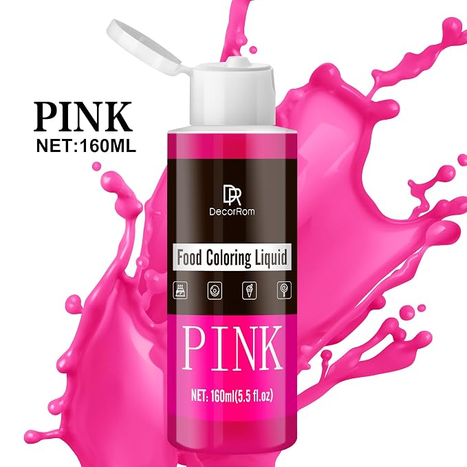 Pink Food Coloring Liquid - Vibrant Liquid Icing Food Coloring Set for Baking, Cake Decorating, Easter Egg, Airbrush - Tasteless Food Dye for Fondant, Slime, DIY Crafts - 5.5 Fl.oz / 160ml Each