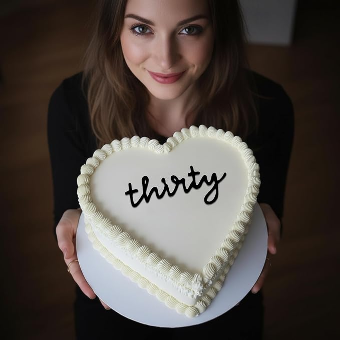 30th Birthday Cake Topper – Acrylic "Thirty" Cake Charm for Milestone Birthday, Dirty 30 Party Decorations for Him & Her (THIRTY A)