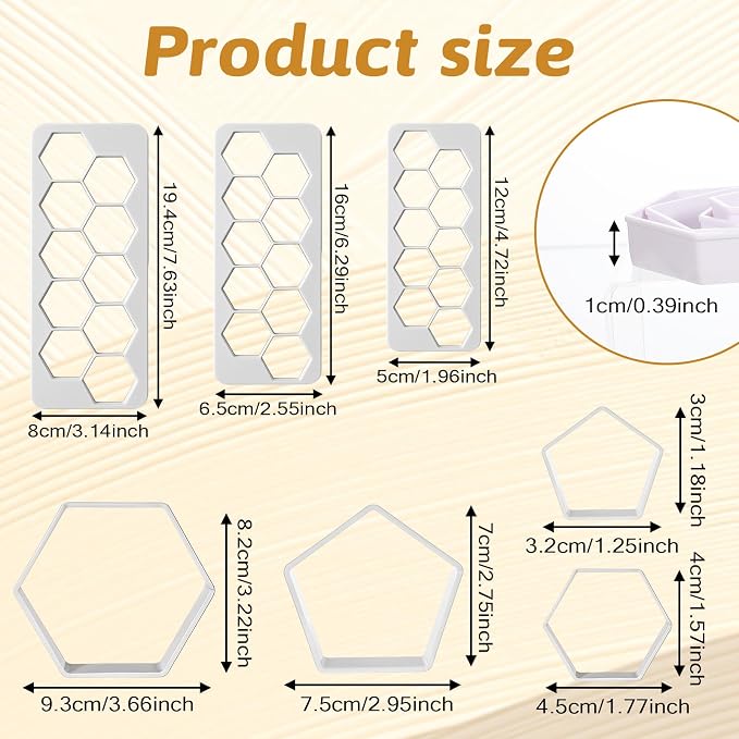 Bewudy 7 PCS Football Cookie Cutter, Hexagon Cookie Cutter Football Mold DIY Cake Decoration Soccer Cake Fondant Baking Molds Geometric Multipurpose Cutters for Baking Biscuit and Sandwiches