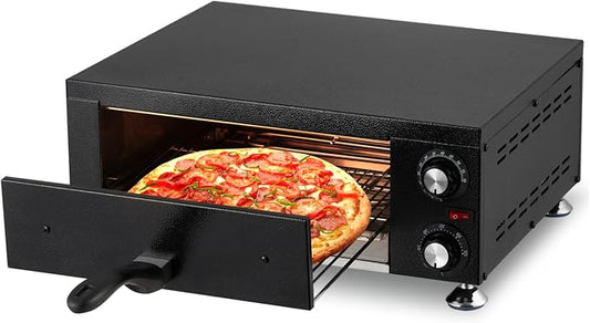 Commercial Pizza Oven Countertop, 14" Electric Pizza Oven for Indoor Use, Stainless Steel Electric Oven with Timer, Removable Crumb Tray, for Home Kitchen, Restaurant