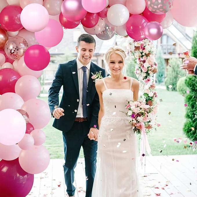 Archloon Pink Balloons Arch Kit, 157Pcs Hot Pink Balloon Garland Kit Metallic Rose Gold Confetti Balloons for Birthday, Wedding, Princess Theme, Engagements, Baby Shower, Anniversary Party Decoration