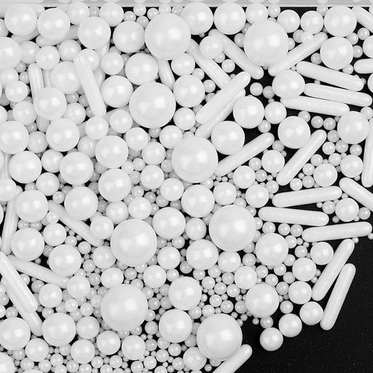 Sprinkles, White Pearl Sprinkles Mix, 130g/4.6oz Edible Sprinkles for Cake Decorating, Candy Baking Decorations, Ice Cream Toppings and Cookie Decorating, Wedding Party Valentines Supplies