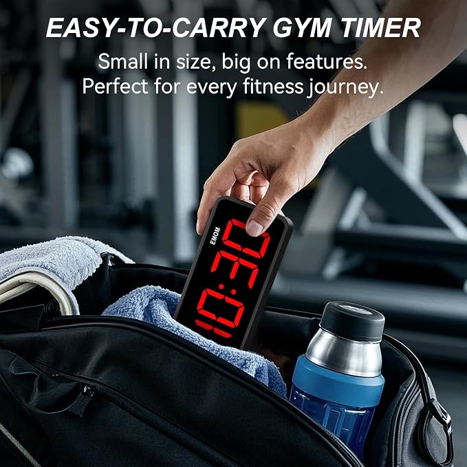 Acedeck Portable Gym Timer Clock: Fitness Digital Clock with Strong Magnet - Remote Control for Fitness Enthusiasts - Powerful Battery for Home Gym Garage Boxing