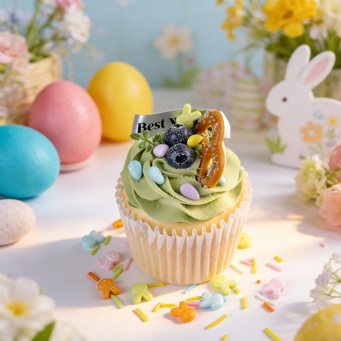 Easter Sprinkles for Cake Decorating, Spring Pastel Sprinkles Mix with Bunny Carrot Jimmies Nonpareils for Cookies Baking Cake Ice Cream Cupcakes Topping