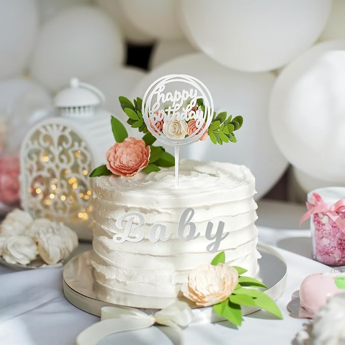 Teenyyou 68 Pcs Acrylic Alphabet Number Cake Topper 0-9 Number and A-z Letters Personalized Cake Picks Decor DIY Name Cupcake Toppers Graduation Wedding Baby Shower Party(Silver)