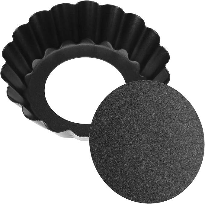 18 PCS 3 Inch Egg Tart Pan with Removable Bottom, Black Mini Tart Tins for Baking Cooking
