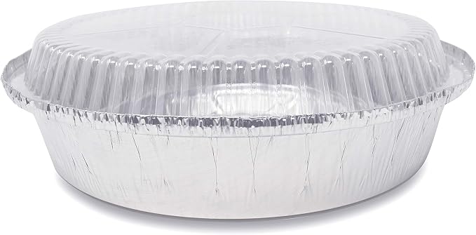 Fig & Leaf (45 Pack) Premium 9-Inch Round Foil Pans with Plastic Dome LIDS l Heavy Duty l Disposable Aluminum Tin for Roasting, Baking, Cake or Cooking