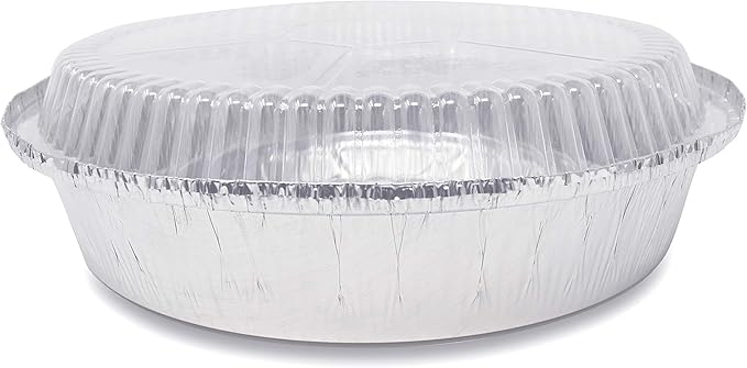 (60 Pack) Premium 7-Inch Round Foil Pans with Plastic Dome Lids l Heavy Duty l Disposable Aluminum Tin for Roasting, Baking, or Cooking