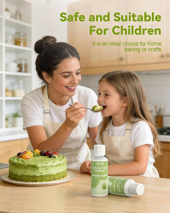 Dye-Free Food Coloring, Natural Food Coloring Gel No Artificial Dyes, Non-Toxic, Natural Food Dye for Icing, Frosting, Cake Decorating, 40 Milliliters - Matcha Green
