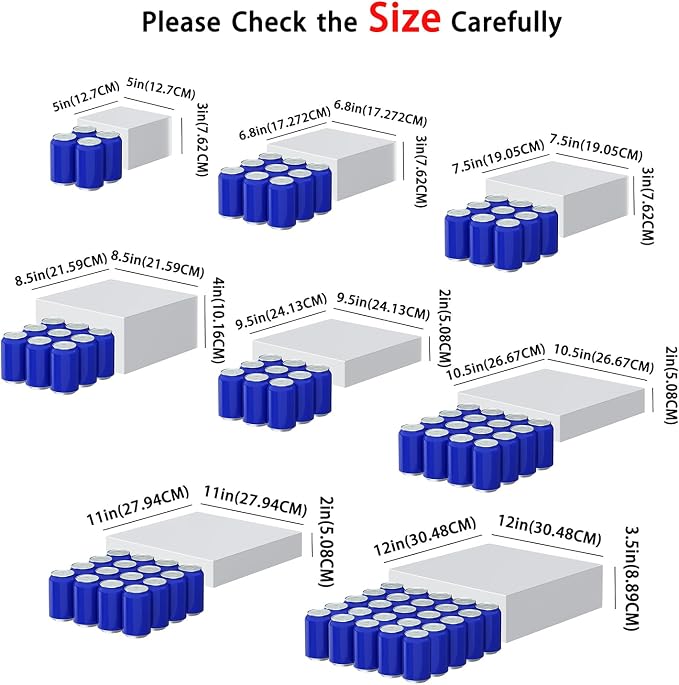 8 Pcs White Acrylic Boxes for Display as Buffet Risers and Stands, Food Risers for Party, Table, Stands, including 12", 11", 10.5", 9.5", 8.5", 7.5", 6.8", 5" (Extra Large, 8Pcs, White)