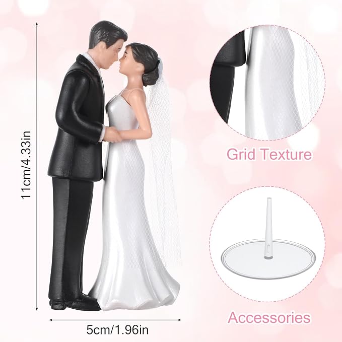 Wedding Cake Topper, 4.3" Bride and Groom Figurine, Vintage Cake Toppers Novios Para Pastel Elegant Couple Figurine for Anniversary Romantic Wedding Decoration