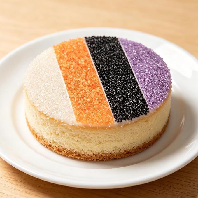 Sentovac 4-Colors Halloween Sanding Sugar for Baking Edible Sparkling Coarse Sugar Crystals Sprinkles for Cake Cookie Cupcake Topper Ice Cream Decoration Supplies（Orange Purple Black White）