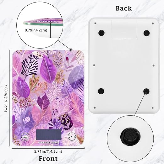 Food Scale Kitchen Scale for Baking Cooking Digital Food Weighing Measuring Scale Small Waterproof Electric Food Scale Boho Pink Leaf