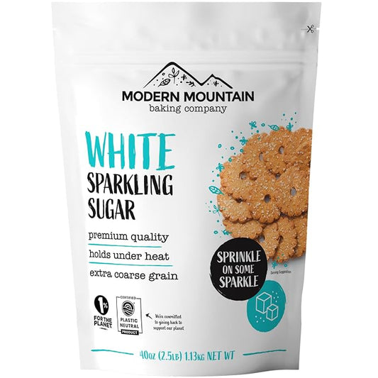 Sparkling Sugar (2.5lb) White Sparkling Sugar Crystals for Baking, Sanding Sugar, Extra Coarse Grain, Bright White, Maximize Sparkle, Holds Under Heat, Adds a Sweet Crunch, Non-GMO Sourced, Tested and Verified Gluten Free, Premium Quality