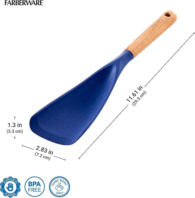 Farberware Multi Tool Scoop Spoonula Versatile Beechwood Kitchen Essential for Lifting, Scraping, and Turning