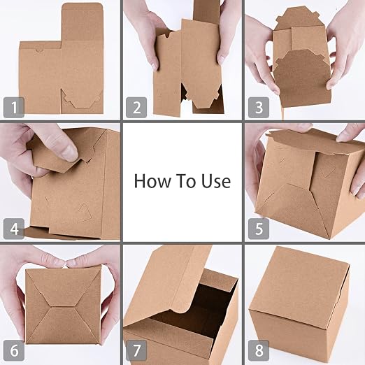 MESHA 6x6x6 Gift Boxes with Lids, Brown Kraft Gift Boxes 50PC for Christmas, Cupcake, Bridesmaid & Groomsmen Proposal, Birthday, Party Favor, Wedding Favor