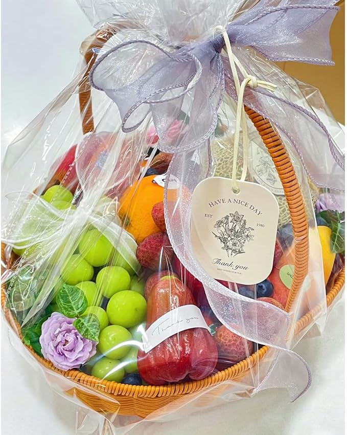 WIKDAY Clear Gift Bags 10 PCS 24x30 Inches Large Cellophane Wrap for Gift Baskets Wrapping Plastic with Ties for Gift Giving, Packaging Products