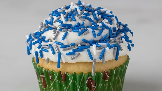 NCS Dallas Game Day Dark Blue, Silver & White Jimmies Edible Sprinkles – Cupcake, Cake & Cookie Decorations, 7 oz
