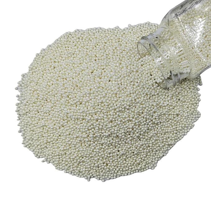 Homankit White Nonpareils Sprinkles Edible Cookie Decorations Mini Pearls for Decorating Cake, Baking, Cupcake Toppers, Ice Cream, Donuts 3.88 Ounce