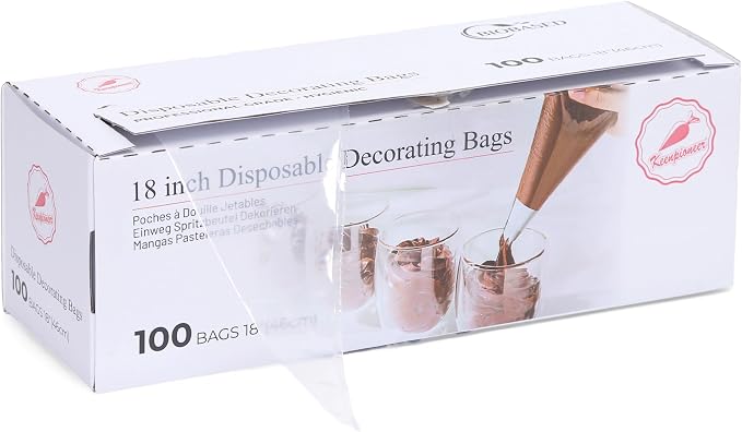Keenpioneer 18-Inch Piping Bags, Large Capacity, Biobased Disposable Cake Decorating Pastry Bag - Pack of 100
