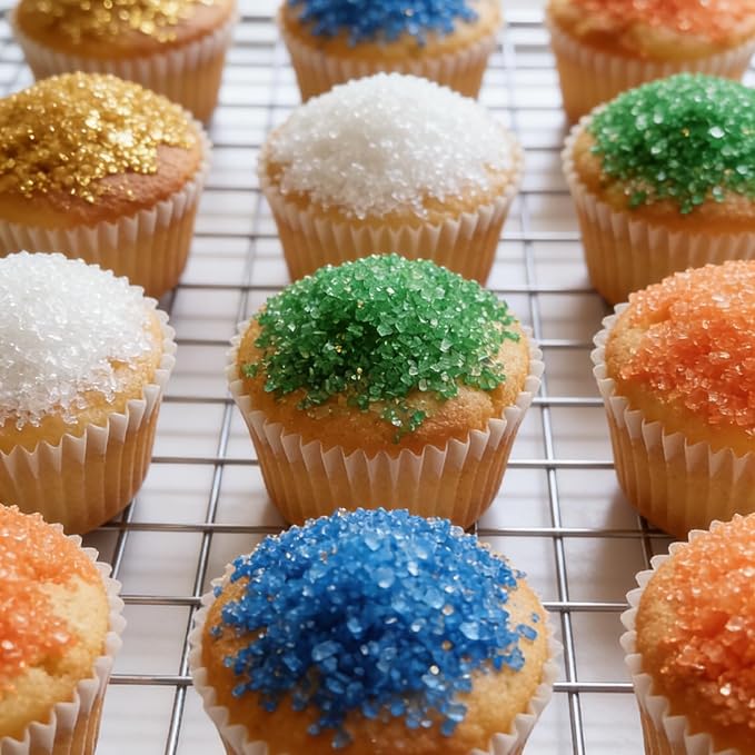 HeDeon&Rles White Gold Blue Green Orange Sanding Sugar Crystals Sparkling Sugar Crystals for Baking Icing Cookie Pancake Cake Toppers Halloween Christmas New Year Supplies