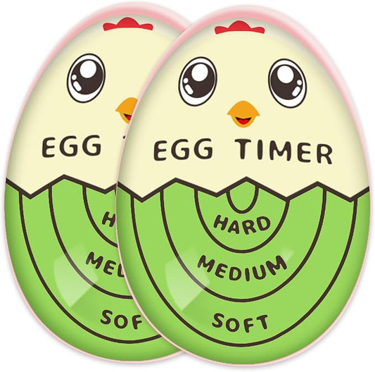 Lasubst Egg Timer for Boiling Eggs that Changes Color When Done, Green, Pack of 2