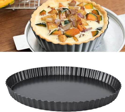 Tart Pan, 12 Inch Nonstick Deep Baking Dish Pie Plate with Removable Bottom Round Nonstick Quiche Pan, Heavy Duty Fluted Side for Pies, Mousse Cakes, Dessert Baking