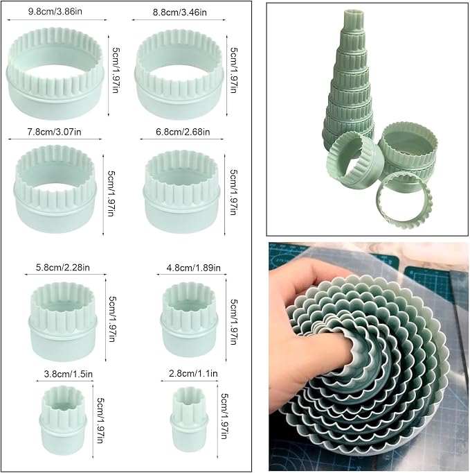 8 Pack Biscuit Cutter Set Round Cookie Cutters Cookie Dough Cutter for Baking Dough Pastry Mini Apple Pie Tea Sandwich Scone English Muffin Fondant Decoration Donuts Jam Tarts Appetizer