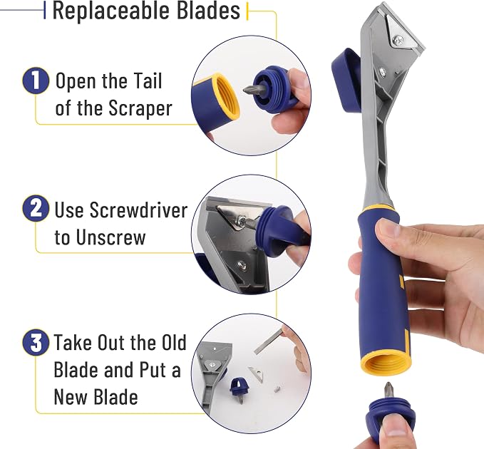 Bates- Carbide Scraper, 2.5", Double-Edged Tungsten Steel Blade, Paint Scraper Tool