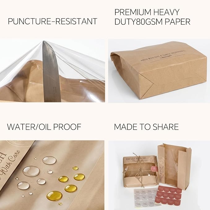 Bread Bags for Gifting Homemade Bread, 14.1" 80g Heavy-Duty Sourdough Bread Bags with Clear Window - Durable Sourdough Bags for Gifting & Commercial Use