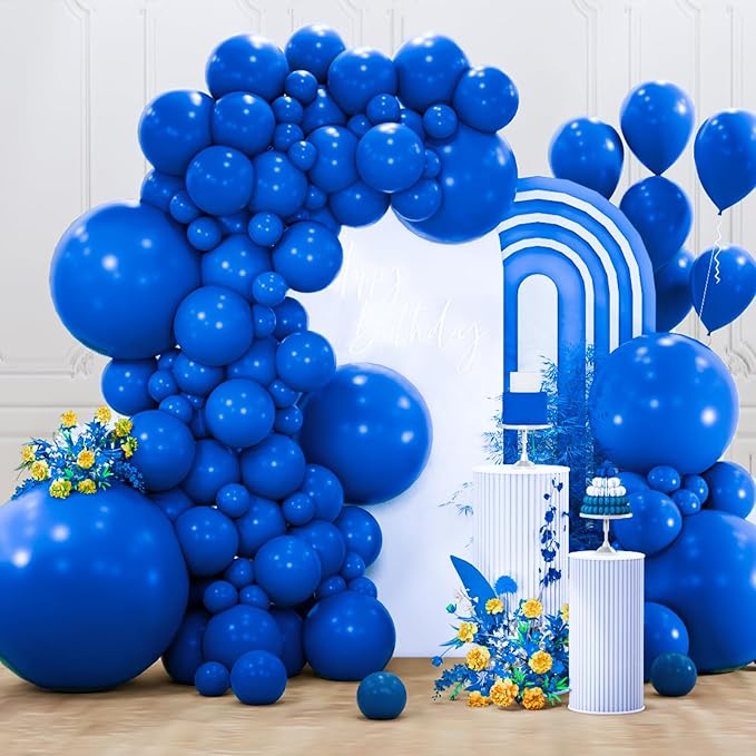 PartyWoo Royal Blue Balloons 127pcs Different Sizes Pack of 36 18 12 10 5 Inch Dark Blue Balloon Arch Kit for Baby Shower Gender Reveal Graduation Under The Sea Birthday Party Decorations Blue-Y59