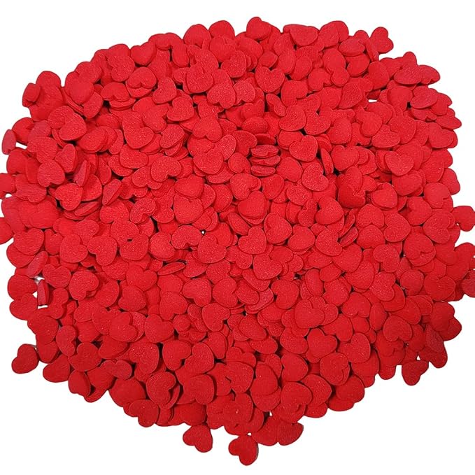Edible Valentine Red Heart Shapes Sprinkles for Cakes Decorating 8mm Heart Cupcakes Toppers for Birthday, Ice Cream