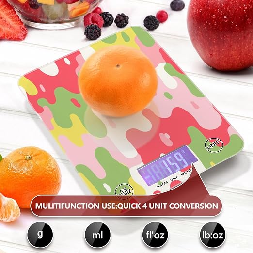 Food Scale Kitchen Scale Food Weight Scales Digital Weight Grams and Ounces Small Electronic Food Scale for Baking Cooking Colorful Drips