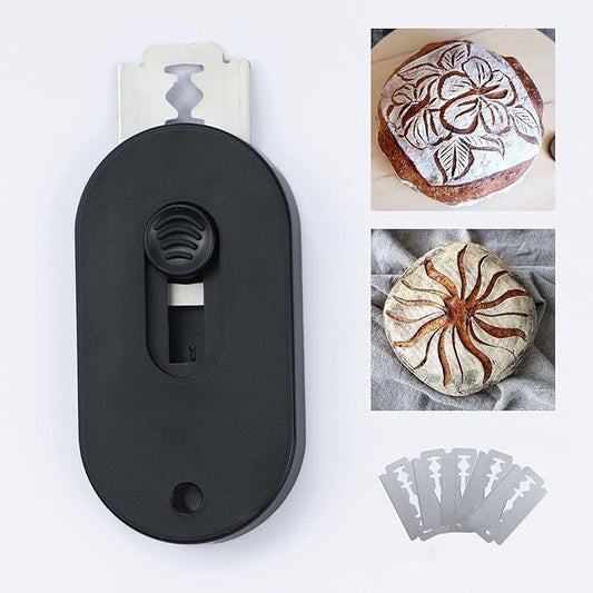 Bread Lame, Professional Stainless Steel Dough Scoring Tool with Ultra Sharp Blades- for Bread Scoring, Bakery Artistry, and Sourdough Bread Making-Includes 5 Extra Blades (Black)