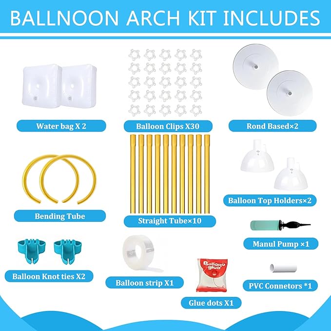 Balloon Arch Kit - Adjustable 8.2FT & 6FT Balloon Arch Stand with Base, Reusable Half Arch Balloon Stand Floor Frame for Birthday Wedding Baby Shower Holiday Graduation Events Decorations (Gold)