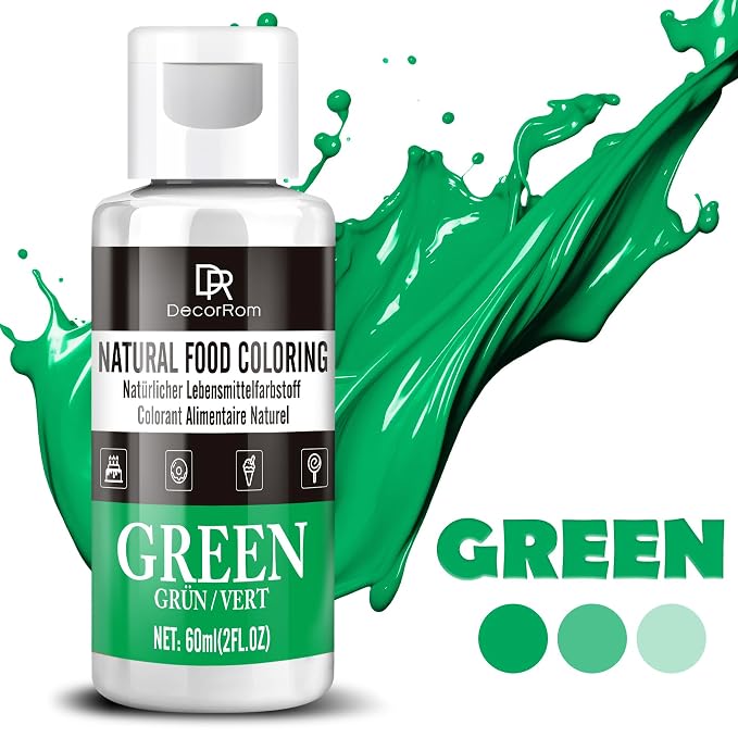 Natural Green Food Coloring - Dye Free Natural Food Dye, FD&C Artificial Dye Free Liquid Food Coloring for Baking, Cake Decorating, Frosting, Icing, Easter Eggs, Fondant, Cookies & More, 2 fl. oz