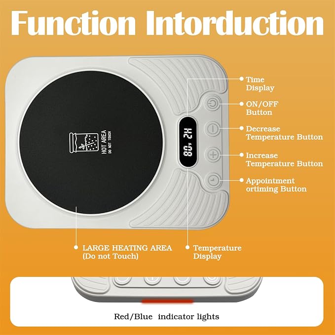 Sourdough Starter Warmer Mat,Temperature Control Range 70°F-110°F, Accurate to 1°F, with Timer Switch Function(0-24 hours),Smart Memory,Powered by USB,Ideal for Home Baking. (White)
