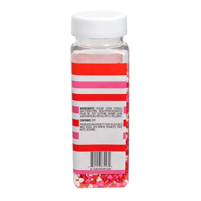 Mini Heart Sprinkle Mix 3.35 oz, Valentines Sprinkles For Cake Decorating, Baking, Ice Cream & More, The Hampton Candy Company