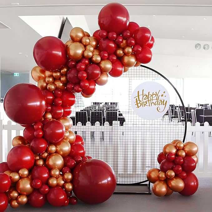 122pcs Dark Red Balloons Different Sizes, 18 12 10 5 inch Dark Red Balloon Arch Kit for Wedding Bridal Shower Birthday Party Decorations