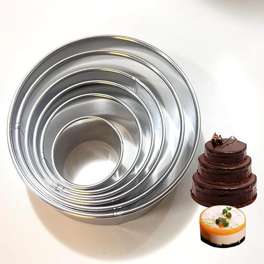 6 Pcs Round Cookie Cutters Set - 2,3,3.5,4,5,6 Inch Stainless Steel Biscuit & Pastry Cutters for Baking, Donut, Sandwich Making - Dishwasher Safe & Rust-Proof