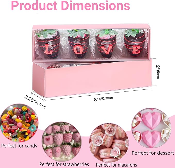 12Pcs 8x2.2x2 Inches Mcaron,Truffle,Chocolate Boxes Empty Bakery Boxes for Chocolate Covered Strawberry,Bonbon,Sweets & Party Favors