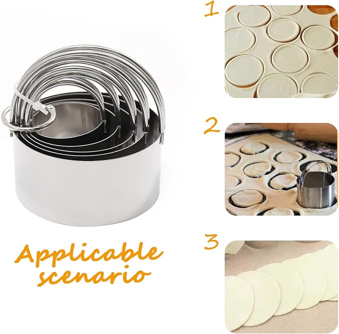 10Pcs Biscuit Cutter, Stainless Steel Cookie Cutter Set with Handles Biscuit Cutters for Baking, Sandwiches, Cakes Round and Square