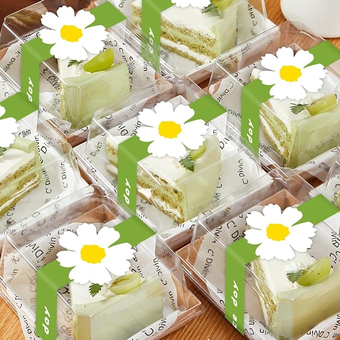 Have a Nice Day Sealing Stickers White Flower Handmade Food Bakery Stickers 150 Pcs Long Green Baking Labels